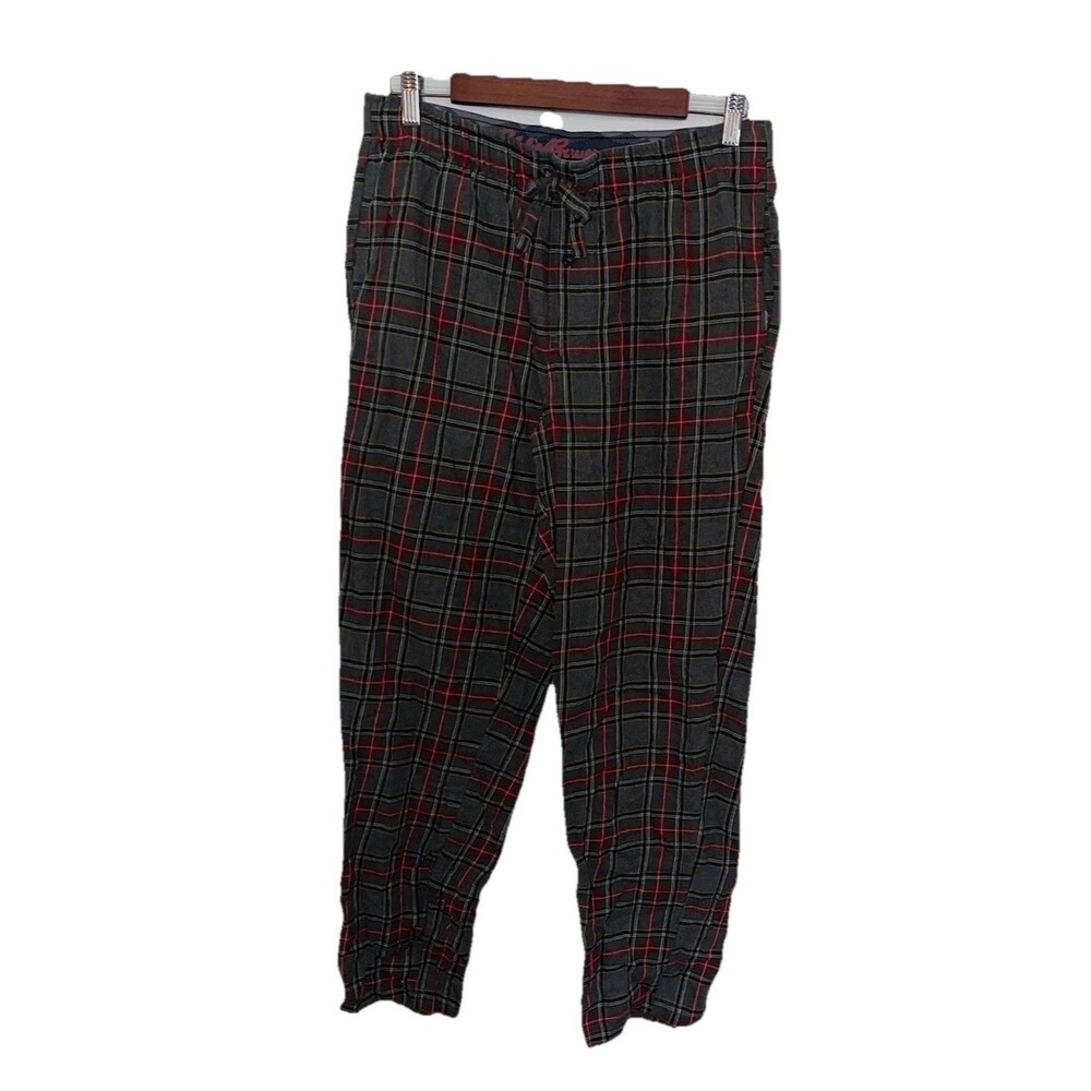Eddie Bauer Cotton Flannel Pajama Lounge Bottoms Red Gray Plaid Size M